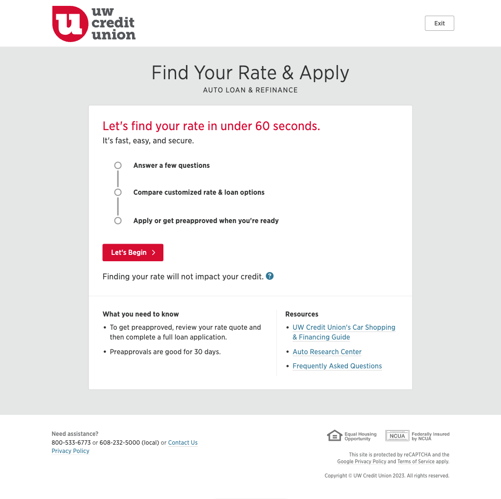 Find Your Rate and Apply - Desktop